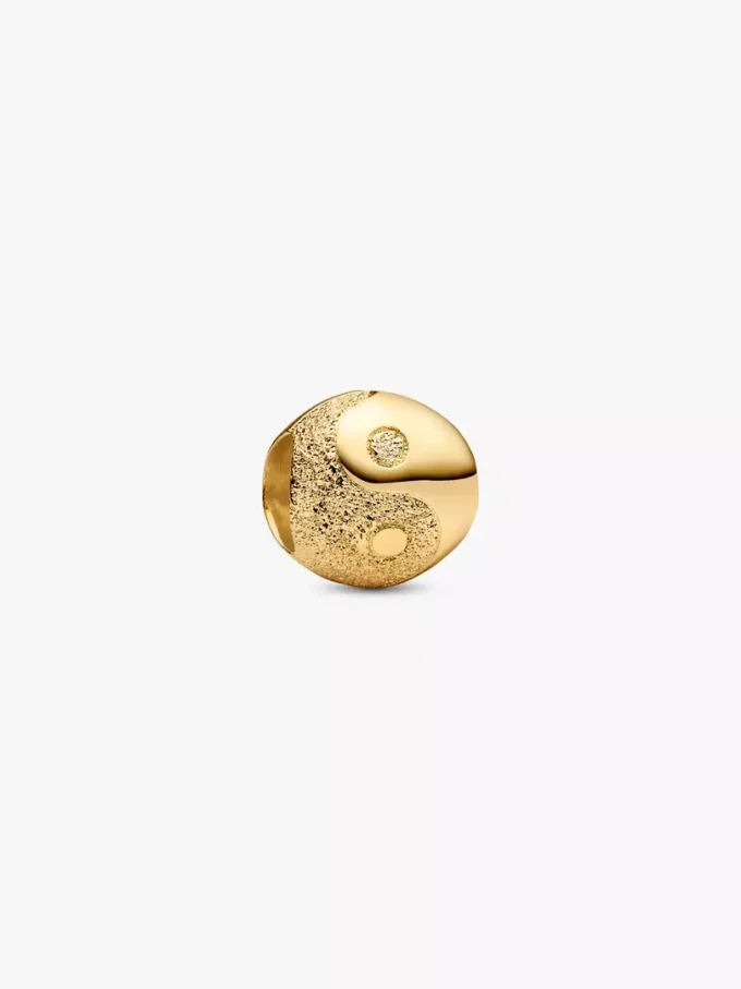Strukturierter Yin-und-Yang-Mini-Charm, 14-karätig vergoldet