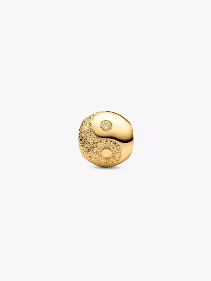 Strukturierter Yin-und-Yang-Mini-Charm, 14-karätig vergoldet