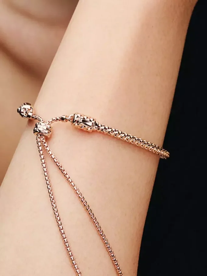 Studded Chain Slider Armband, 14 Karat Roségold-Beschichtung Studded Chain Slider Armband, 14 Karat Roségold-Beschichtung