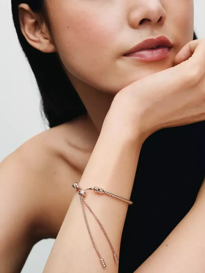 Studded Chain Slider Armband, 14 Karat Roségold-Beschichtung Studded Chain Slider Armband, 14 Karat Roségold-Beschichtung