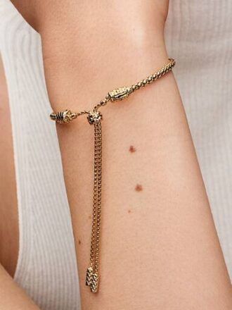 Studded Chain Slider Armband – 14 Karat vergoldet