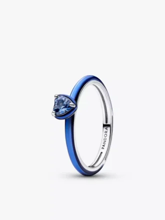 Blauer Chakra-Herzring aus Sterlingsilber