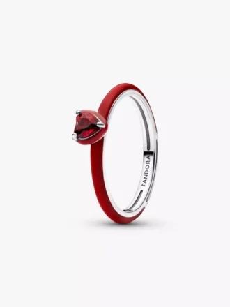 Roter Chakra-Herzring aus Sterlingsilber