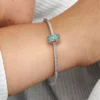 Teal-farbener Pavé-Clip Charm aus Sterlingsilber