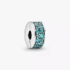 Teal-farbener Pavé-Clip Charm aus Sterlingsilber