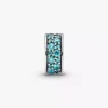 Teal-farbener Pavé-Clip Charm aus Sterlingsilber