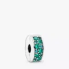 Teal-farbener Pavé-Clip Charm aus Sterlingsilber