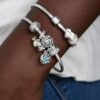 Teal-Pavé-Clip Charm – Sterlingsilber
