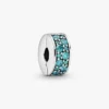 Teal-Pavé-Clip Charm – Sterlingsilber