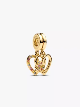 Teilbarer Puzzleteil-Herz-Dangle Charm, 14-karätig vergoldet
