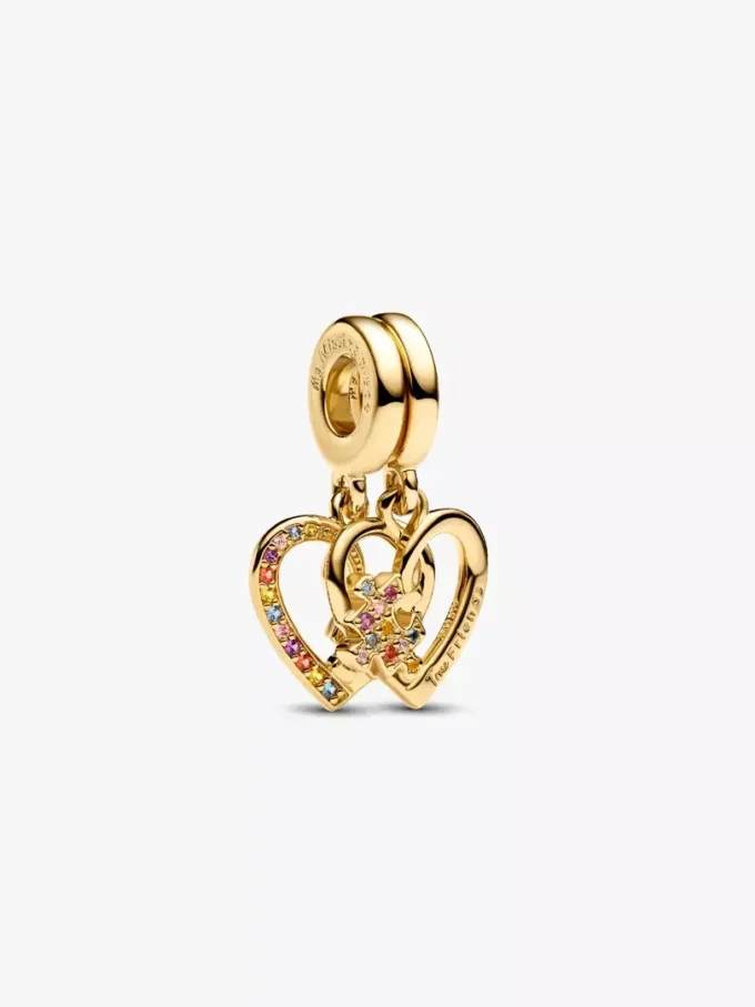 Teilbarer Puzzleteil-Herz-Dangle Charm, 14-karätig vergoldet