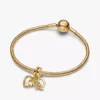 Teilbarer Puzzleteil-Herz-Dangle Charm, 14-karätig vergoldet