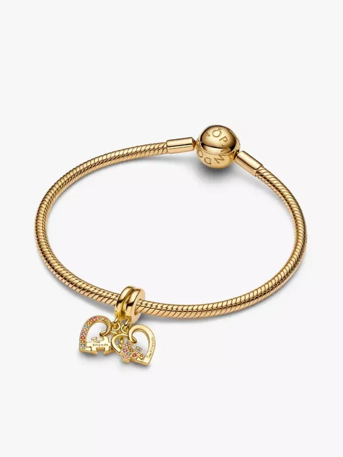 Teilbarer Puzzleteil-Herz-Dangle Charm, 14-karätig vergoldet