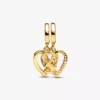Teilbarer Puzzleteil-Herz-Dangle Charm, 14-karätig vergoldet