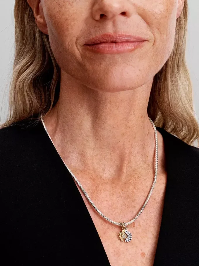Teilbarer Sonnen- und Mond-Dangle Charm aus Sterlingsilber, 14-karätig vergoldet