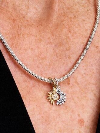 Teilbarer Sonnen- und Mond-Dangle Charm – Sterlingsilber, 14-karätige Vergoldung