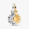 Teilbarer Sonnen- und Mond-Dangle Charm – Sterlingsilber, 14-karätige Vergoldung