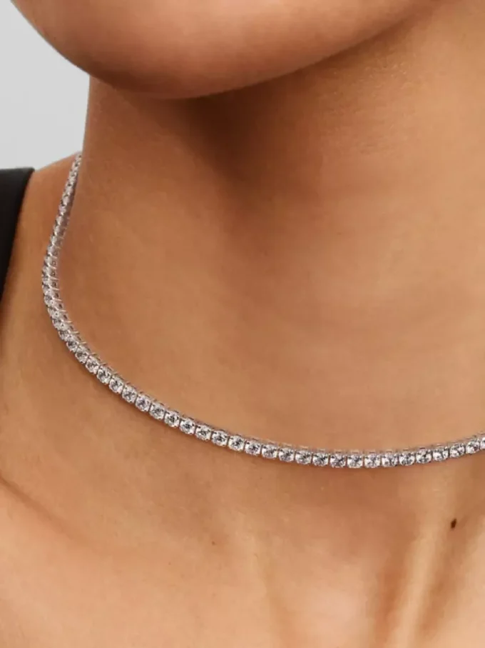 Tennis-Choker-Halskette aus Sterlingsilber Tennis-Choker-Halskette aus Sterlingsilber