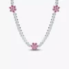 Tennis-Halskette mit rosa Blumen aus Sterlingsilber Tennis-Halskette mit rosa Blumen aus Sterlingsilber