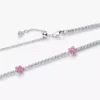 Tennis-Halskette mit rosa Blumen aus Sterlingsilber Tennis-Halskette mit rosa Blumen aus Sterlingsilber