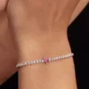 Tennisarmband mit funkelndem rosa Herz aus Sterlingsilber Tennisarmband mit funkelndem rosa Herz aus Sterlingsilber