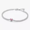 Tennisarmband mit funkelndem rosa Herz aus Sterlingsilber Tennisarmband mit funkelndem rosa Herz aus Sterlingsilber