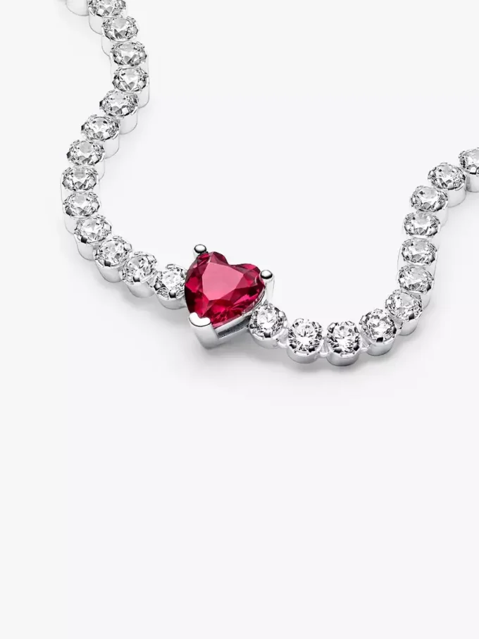 Tennisarmband „Red Sparkling Heart“ aus Sterlingsilber Tennisarmband „Red Sparkling Heart“ aus Sterlingsilber
