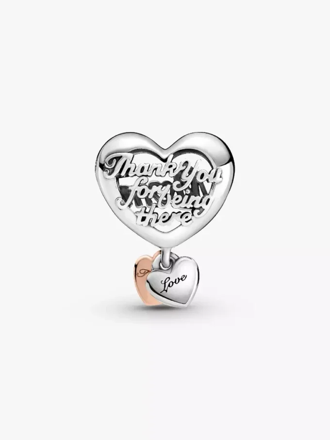 „Thank you mum“-Herz-Charm aus Sterlingsilber, 14-karätig rosévergoldet „Thank you mum“-Herz-Charm aus Sterlingsilber, 14-karätig rosévergoldet