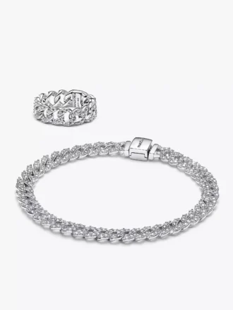 Timeless Pave-Cuban-Schmuckset, 2-teilig