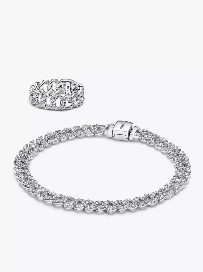 Timeless Pave-Cuban-Schmuckset, 2-teilig Timeless Pave-Cuban-Schmuckset, 2-teilig