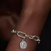 Totenkopf-Medaillon-Charm aus Sterlingsilber