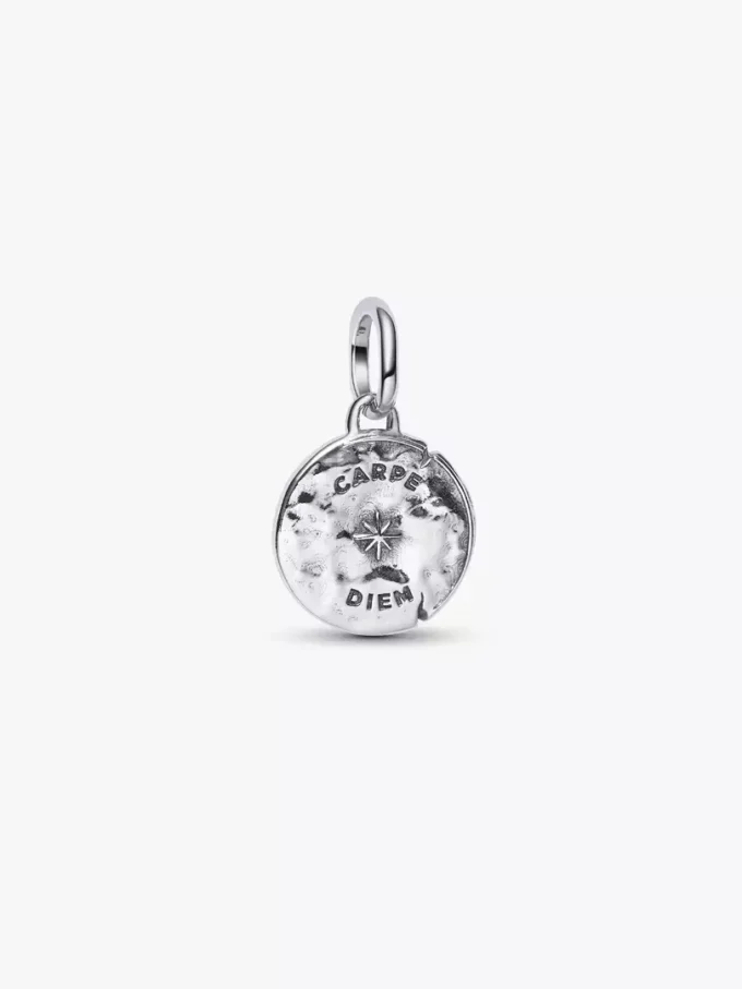 Totenkopf-Medaillon-Charm aus Sterlingsilber