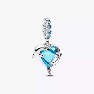 Blauer Murano Glass Delfin Dangle Charm aus Sterlingsilber Blauer Murano Glass Delfin Dangle Charm aus Sterlingsilber
