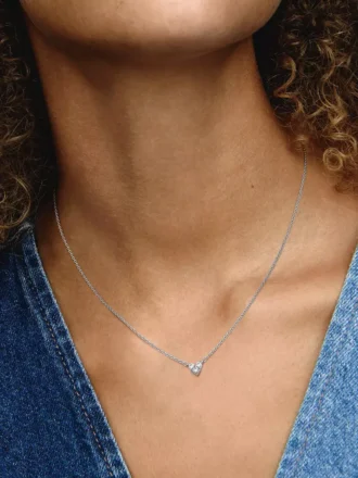Triple Stone Heart Collier Halskette aus Sterlingsilber