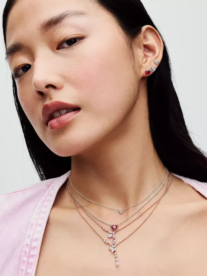 Triple Stone Heart Collier Halskette aus Sterlingsilber Triple Stone Heart Collier Halskette aus Sterlingsilber