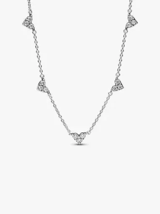 Triple Stone Heart Station Halskette – Sterlingsilber