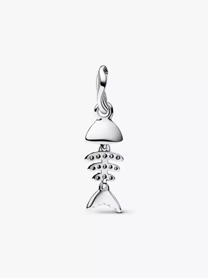 Türkisfarbener Fischgräten-Dangle Charm aus Sterlingsilber