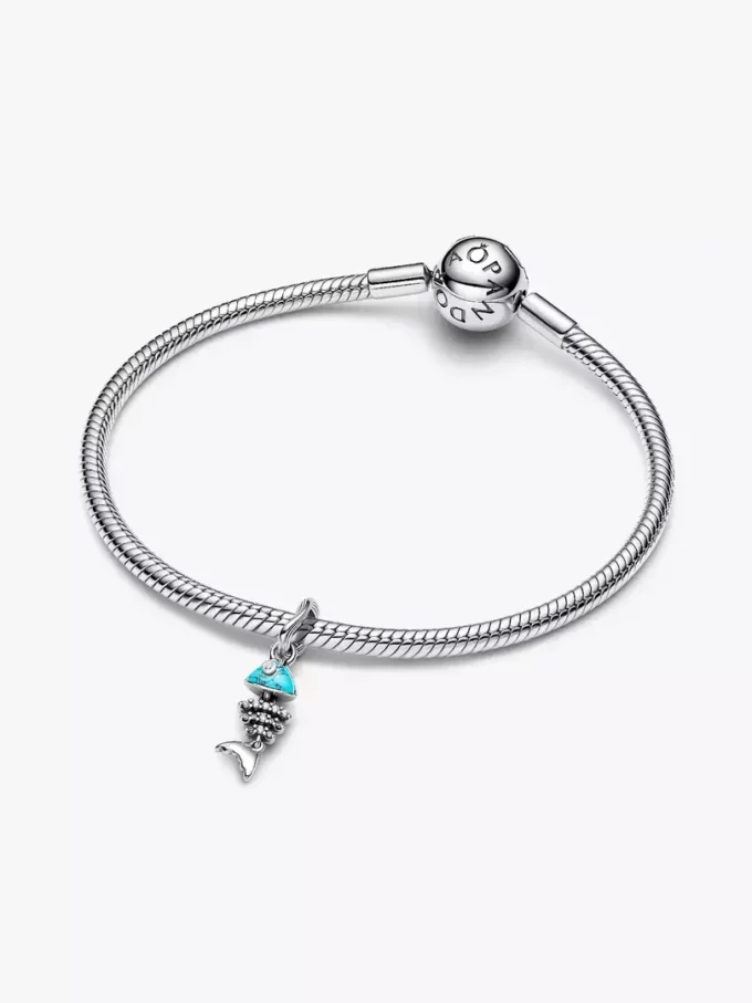 Türkisfarbener Fischgräten-Dangle Charm aus Sterlingsilber