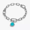 Türkisfarbener, gravierbarer Mini-Medaillon-Charm aus Sterlingsilber Türkisfarbener, gravierbarer Mini-Medaillon-Charm aus Sterlingsilber
