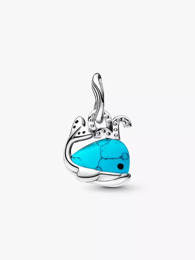 Türkisfarbener Wal-Dangle Charm aus Sterlingsilber Türkisfarbener Wal-Dangle Charm aus Sterlingsilber