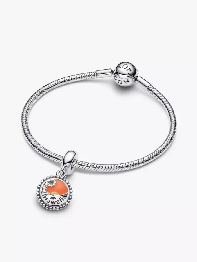 Tropischer Hawaii-Dangle Charm aus Sterlingsilber