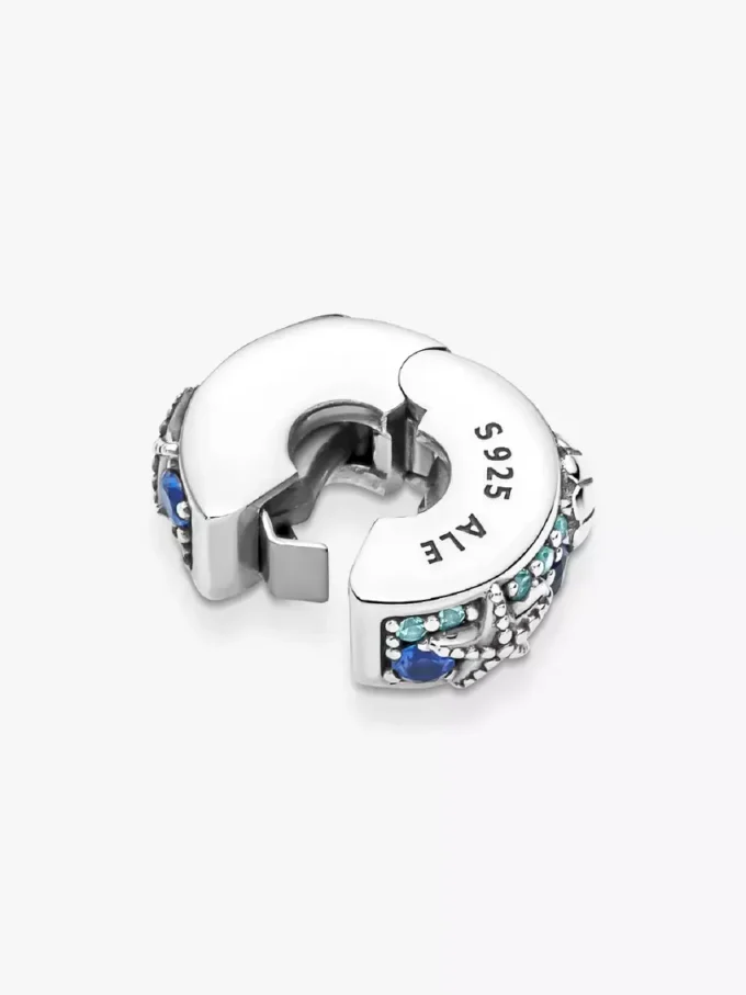 Tropischer Seestern & Muschel-Clip Charm aus Sterlingsilber