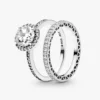 True Elegance Ring mit rundem Halo-Design, 2er-Set True Elegance Ring mit rundem Halo-Design, 2er-Set