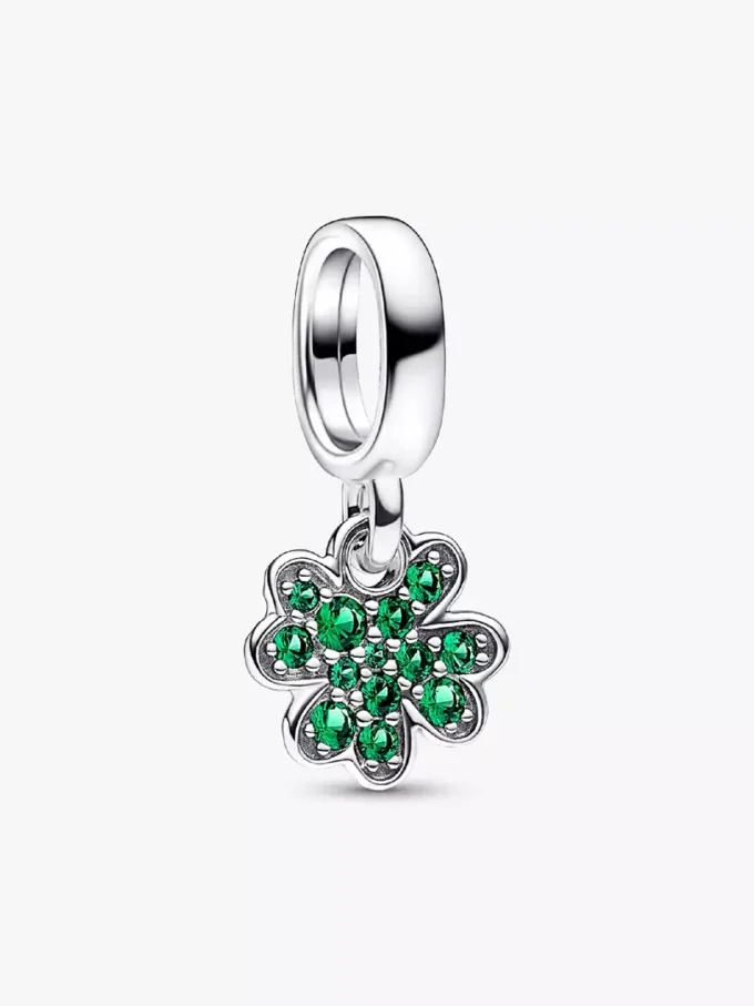 Vierblättriges Kleeblatt-Dangle Charm aus Sterlingsilber