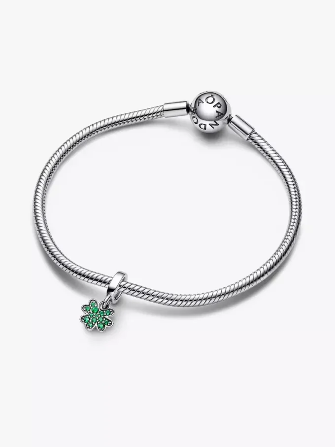 Vierblättriges Kleeblatt-Dangle Charm aus Sterlingsilber