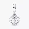 Vierblättriges Kleeblatt-Freundschafts-Dangle Charm aus Sterlingsilber Vierblättriges Kleeblatt-Freundschafts-Dangle Charm aus Sterlingsilber