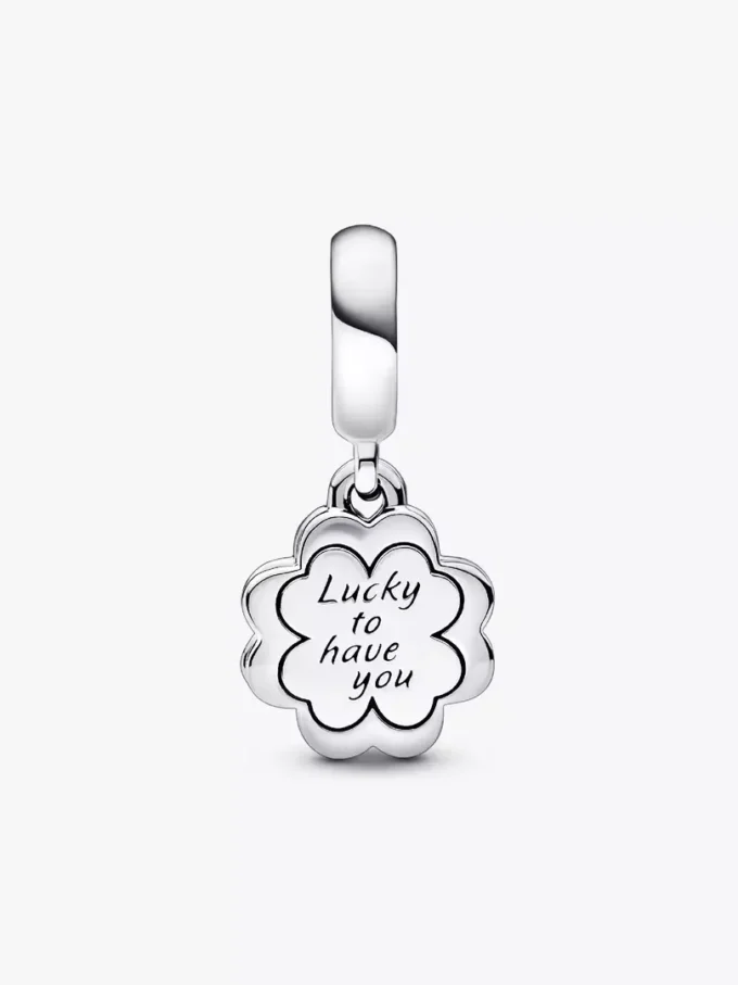 Vierblättriges Kleeblatt-Freundschafts-Dangle Charm aus Sterlingsilber Vierblättriges Kleeblatt-Freundschafts-Dangle Charm aus Sterlingsilber