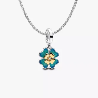 Vierblättriges Kleeblatt – „Good Things Are Coming“-Charm-Halskette, 2er-Set