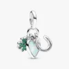 Vierblättriges Kleeblatt, Herz und Hufeisen – Dreifach-Dangle Charm – Sterlingsilber