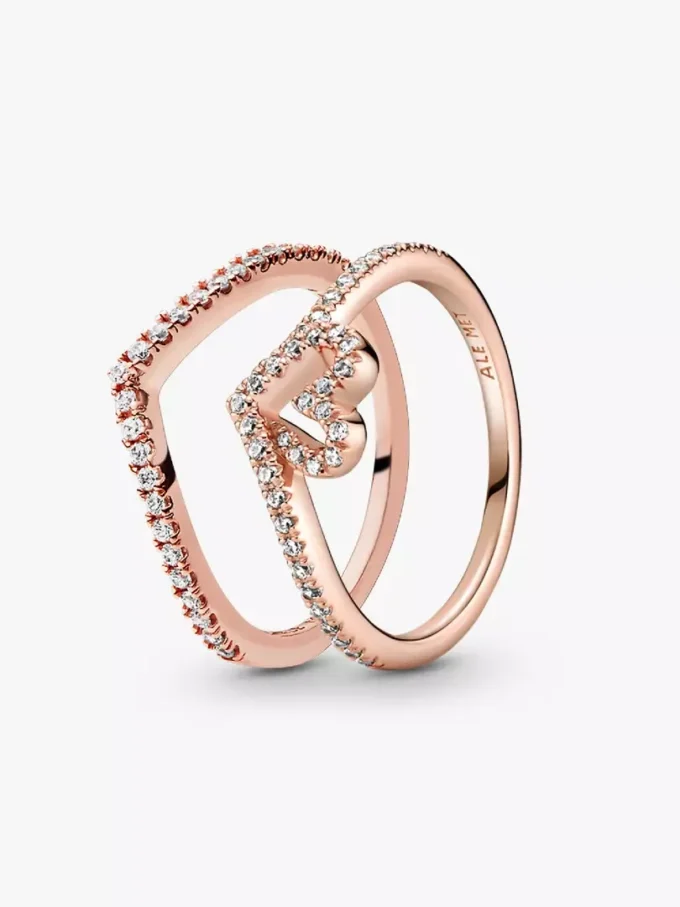 Voller Liebe und Glanz: Wishbone Ring-Sets, 2er-Set Voller Liebe und Glanz: Wishbone Ring-Sets, 2er-Set